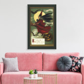 Halloween Witch Riding Broomstick met kat Canvas Afdruk (Insitu (Woonkamer))
