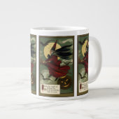 Halloween Witch Riding Broomstick met kat Grote Koffiekop (Voorkant rechts)