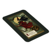 Halloween Witch Riding Broomstick met kat Magneet (Rechterzijde)