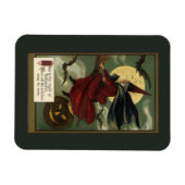 Halloween Witch Riding Broomstick met kat Magneet (Horizontaal)