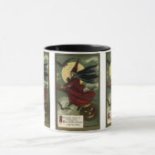 Halloween Witch Riding Broomstick met kat Mok (Midden)