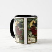 Halloween Witch Riding Broomstick met kat Mok (Voorkant links)