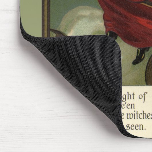  Halloween Witch Riding Broomstick met kat Muismat (Hoek)