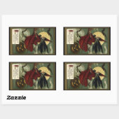  Halloween Witch Riding Broomstick met kat Rechthoekige Sticker (Vel)