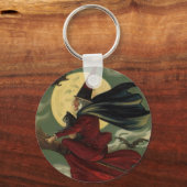  Halloween Witch Riding Broomstick met kat Sleutelhanger (Achterkant)