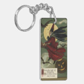  Halloween Witch Riding Broomstick met kat Sleutelhanger (Voorkant Links)