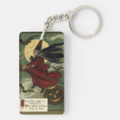  Halloween Witch Riding Broomstick met kat Sleutelhanger (achterkant)