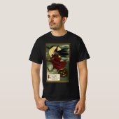  Halloween Witch Riding Broomstick met kat T-shirt (Voorkant volledig)