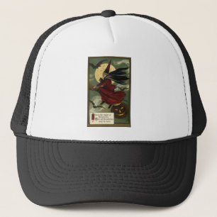 Halloween Witch Riding Broomstick met kat Trucker Pet