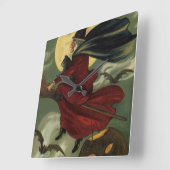  Halloween Witch Riding Broomstick met kat Vierkante Klok (Hoek)