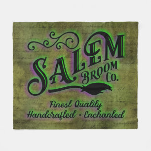 Halloween Witch Salem Broom Company Sign Fleece Deken