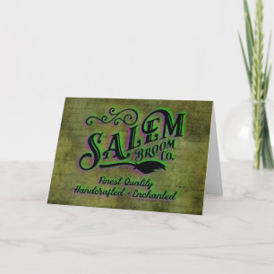 Halloween Witch Salem Broom Company Sign Kaart