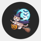 Halloween Witch Scottish Fold Moon Coupari  Ronde Sticker (Voorkant)