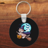 Halloween Witch Scottish Fold Moon Coupari  Sleutelhanger (Voorkant)