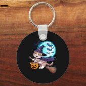 Halloween Witch Scottish Fold Moon Coupari  Sleutelhanger (Voorkant)