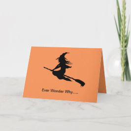 Halloween Witch Silhouette Broom Riding Kaart