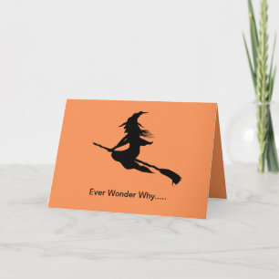 Halloween Witch Silhouette Broom Riding Kaart
