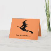 Halloween Witch Silhouette Broom Riding Kaart (Voorkant)
