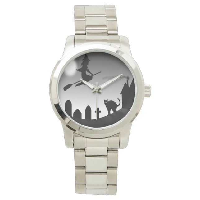 HALLOWEEN WITCH SILHOUETTE HORLOGE (Voorkant)