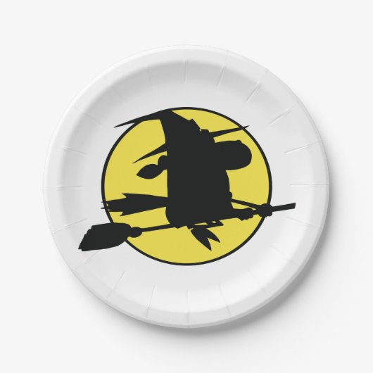 Halloween Witch Silhouette Papieren Bordje (Voorkant)