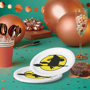 Halloween Witch Silhouette Papieren Bordje