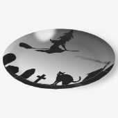 HALLOWEEN WITCH SILHOUETTE PAPIEREN BORDJE (Gekanteld)