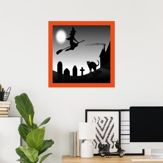 HALLOWEEN WITCH SILHOUETTE POSTER (Thuiskantoor)