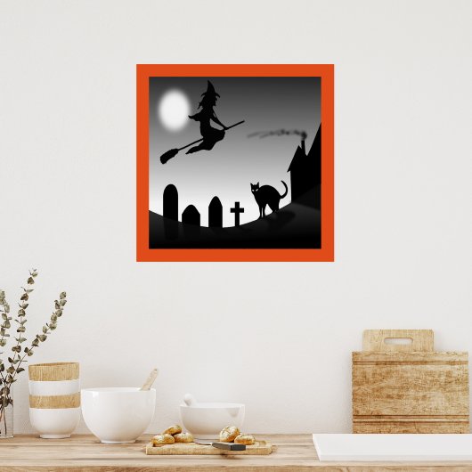 HALLOWEEN WITCH SILHOUETTE POSTER (Keuken)