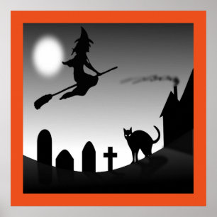 HALLOWEEN WITCH SILHOUETTE POSTER