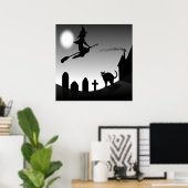 HALLOWEEN WITCH SILHOUETTE POSTER (Thuiskantoor)