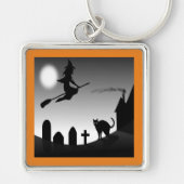 HALLOWEEN WITCH SILHOUETTE SLEUTELHANGER (Voorkant)