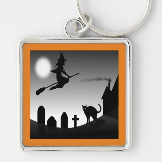 HALLOWEEN WITCH SILHOUETTE SLEUTELHANGER (Voorkant)