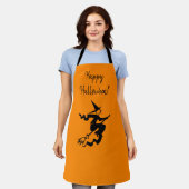 Halloween Witch Sinaasappel Zwart All-Over Print S Schort (Gedragen)