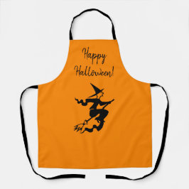Halloween Witch Sinaasappel Zwart All-Over Print S Schort