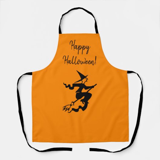 Halloween Witch Sinaasappel Zwart All-Over Print S Schort (Voorkant)