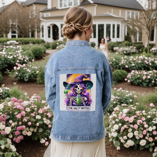 Halloween Witch Skeleton Jean Jacket (Huwelijk Achterkant)