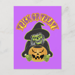 Halloween Witch Skull Briefkaart