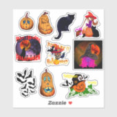 Halloween Witch Skull & Pumpkins Sticker (Vel)