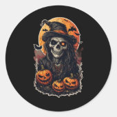 Halloween Witch Skulls – Spooky Gothic Witchcraft Ronde Sticker (Voorkant)