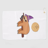 Halloween Witch Sloth Premium T-shirt Golfhanddoek (Horizontaal)