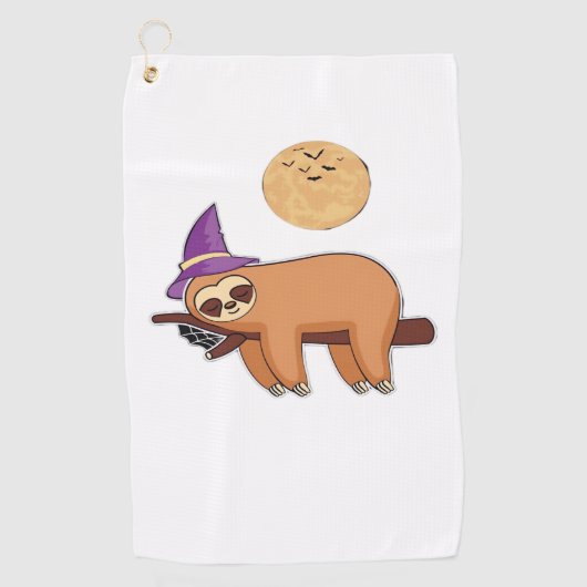 Halloween Witch Sloth Premium T-shirt Golfhanddoek (Voorkant)