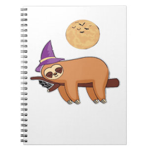 Halloween Witch Sloth Premium T-shirt Notitieboek