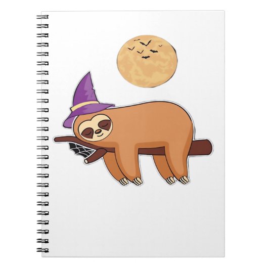 Halloween Witch Sloth Premium T-shirt Notitieboek (Voorkant)