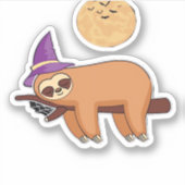 Halloween Witch Sloth Premium T-shirt Sticker (Voorkant)