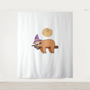 Halloween Witch Sloth Premium T-shirt Wandkleed