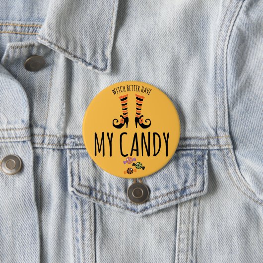 Halloween Witch Snoep 3 Inch Round Button (In situ)