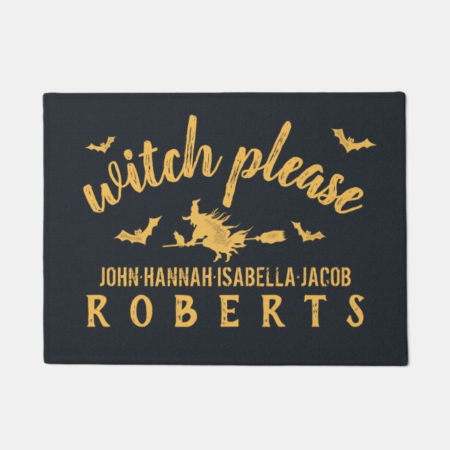 Halloween Witch, speciaal gepersonaliseerde bijten Deurmat (Voorkant)