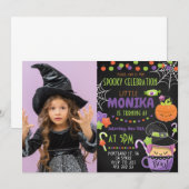 Halloween Witch Spooky Foto Kinderen Verjaardag Kaart (Voorkant / Achterkant)