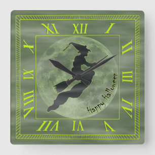 Halloween Witch - Square Clock met Roman Numerieke Vierkante Klok