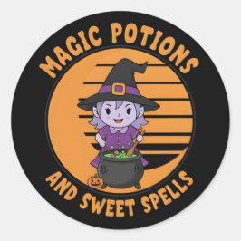 Halloween Witch Sticker met Magic Potion Fun